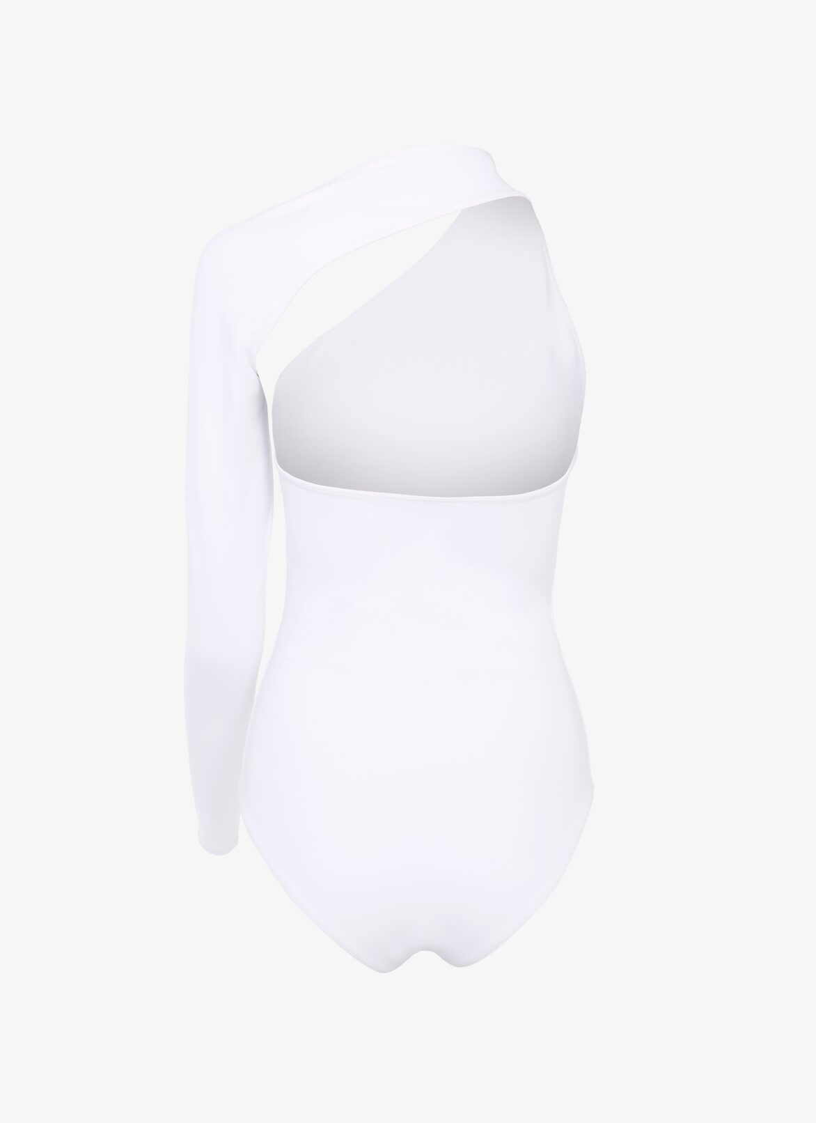 Asymmetrischer Body mit langen Ärmeln ALAÏA OPTIC WHITE ASYMMETRISCHER BODY MIT LANGEN ÄRMELN